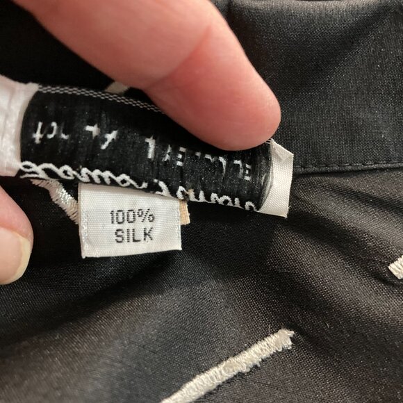 Vintage LOUIS SIMON for La "Libellule" Black White Silk Tunic Jacket Button Up - Picture 6 of 9